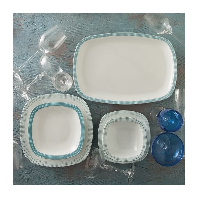 سرویس غذا خوری 27 پارچه کواترو مون بلان فیروزه ای چینی زرین