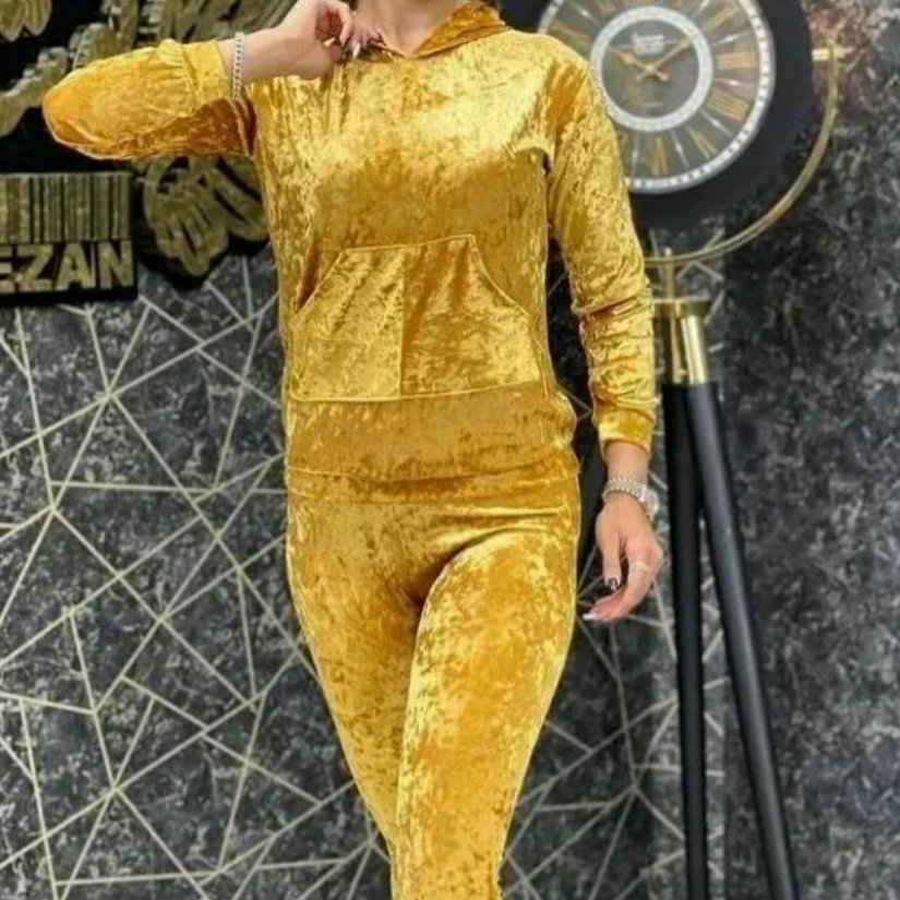 ست هودی شلوار مخمل آیینه