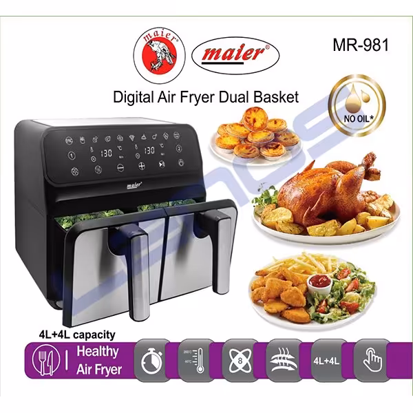 سرخ کن دوقلو بدون روغن و کیفیت عالی مایر مدل MR_981