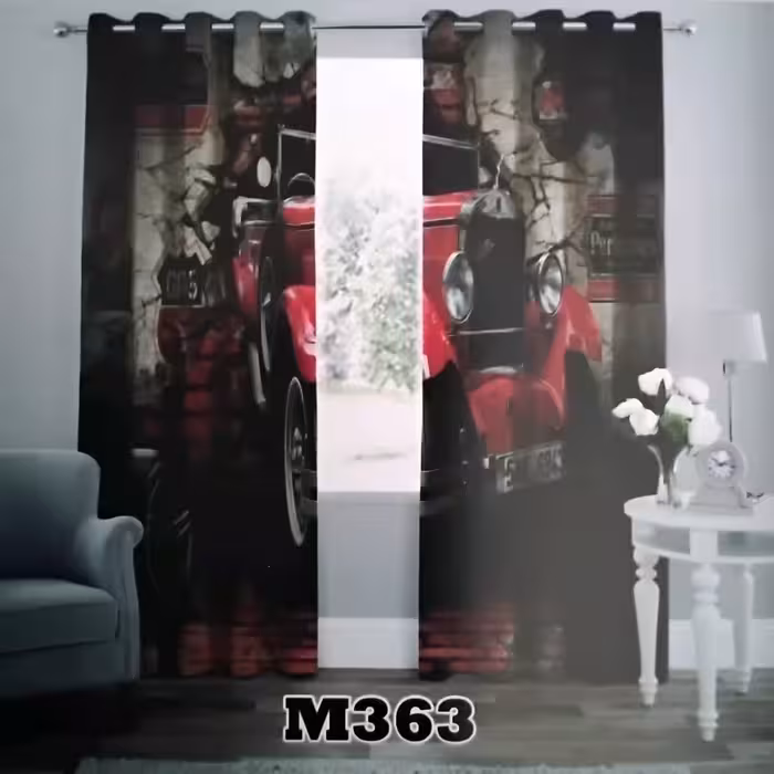 پرده چاپی پانچ  دوقواره طرح منظره کد m363