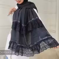 شال مجلسی (دارکل) مزونی چین دار دوبل تور گیپوری نوار  دوزی شده میراکل با پارچه وارداتی