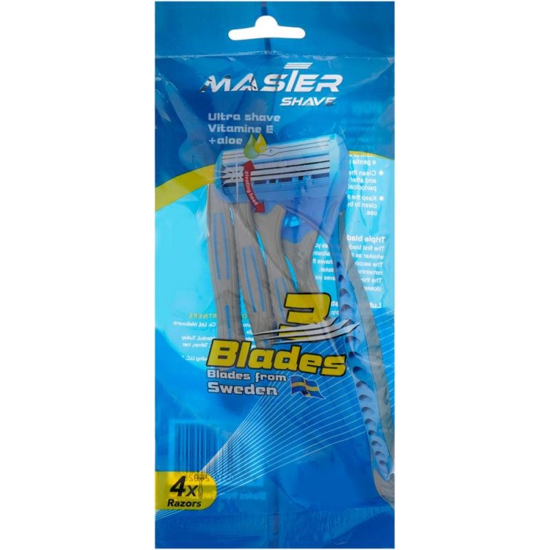 خودتراش مستر شیو مدل 3blades بسته 4 عددی/ ژیلت