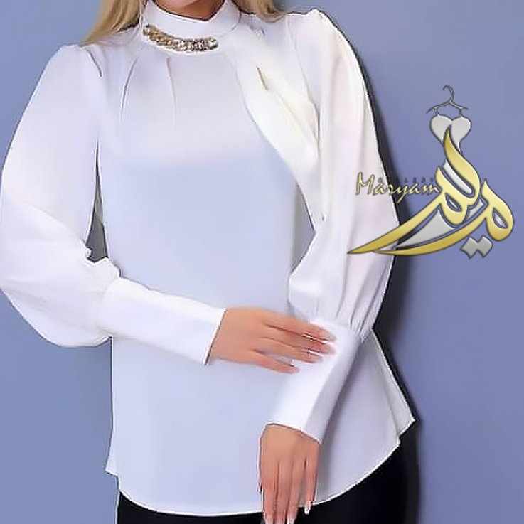 بلوز مجلسی زنانه یقه کرواتی زنجیری
