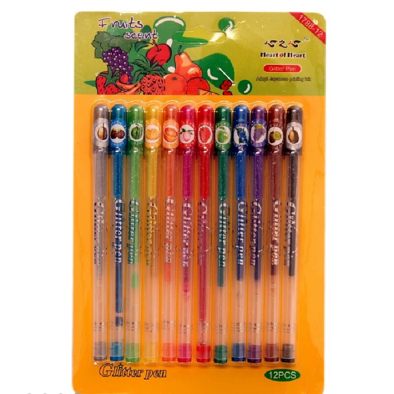 خودکار اکلیلی 12 رنگ مدل Glitter Pen