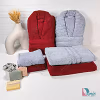 حوله ست دو نفره دیمورا رنگ زرشکی و نقرابی