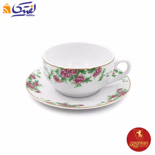 سرویس کاپوچینو گل سرخی بیدگل 6 نفره چینی زرین ایتالیا اف گل سرخی