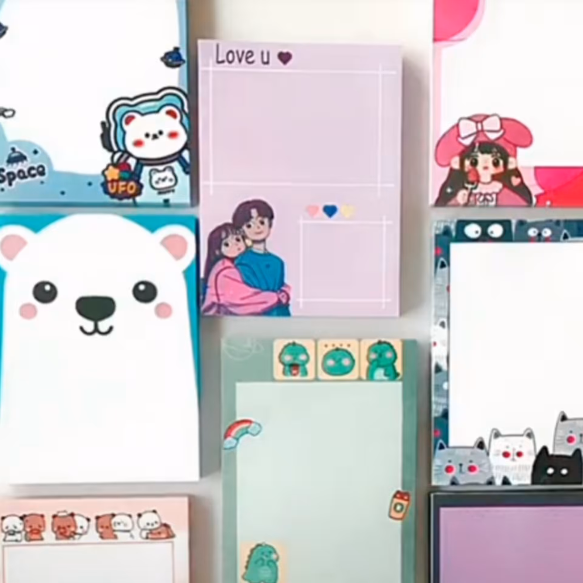 کاغذ یادداشت فانتزی 100 برگ طرح دار روزانه نوت پد برگه یاداشت یاد داشت خرس کله فندقی تدی دختر عشق دختر پسر کیوت رنگی