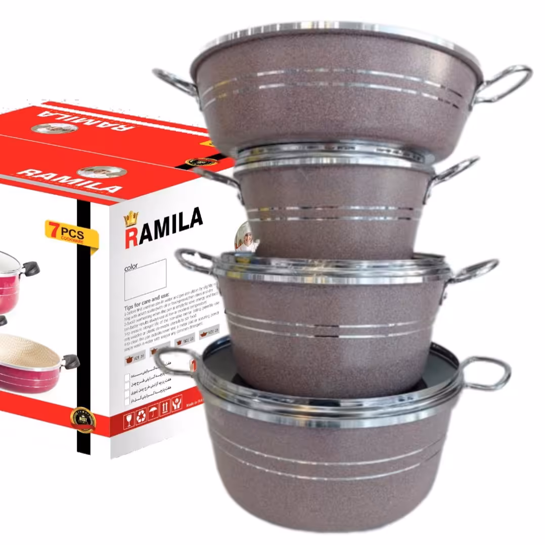 تولیدی سرویس قابلمه دسته طلایی non stick cookware manufactory