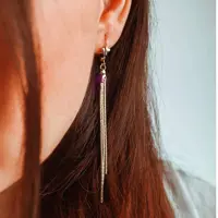 گوشواره آویز دخترانه مشابه طلا کد 746