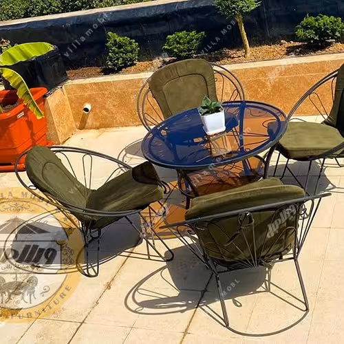 مبل باغی فلزی مدل شعاعی  4 نفره با میز قطر 100 به روش پس کرایه  ارسال له سراسر کشور 