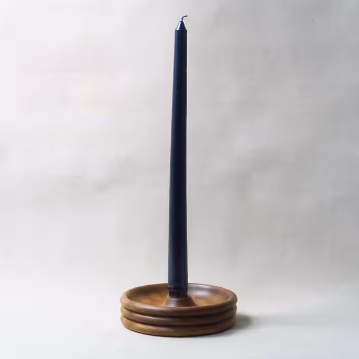 شمعدان چوبی دستساز طرح فیتیله ای 