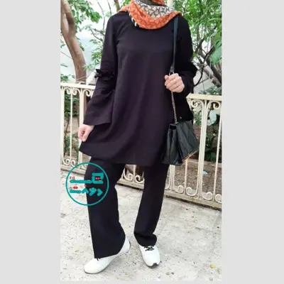 تونیک شلوار رزا رنگ مشکی سایز ایکس لارج 