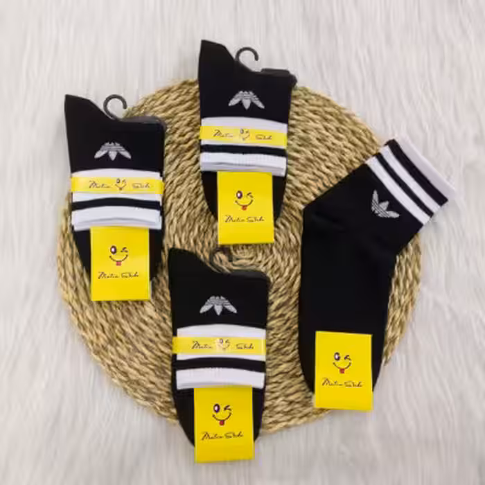 3 جفت جوراب نیم ساق اسپرت مشکی طرح آدیداس