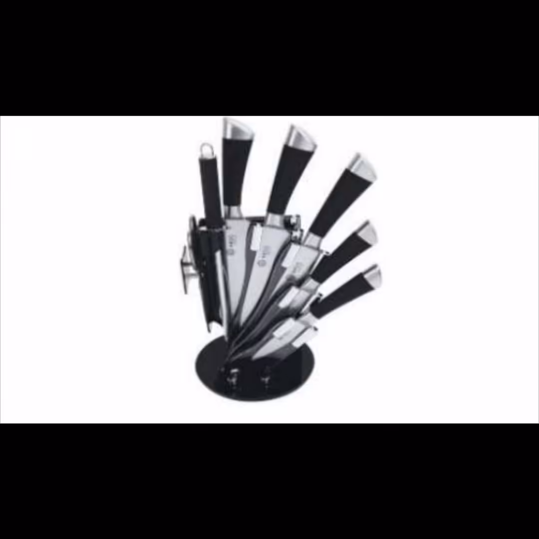 سرویس کارد آشپزخانه 9 پارچه مشکی کد 9022B