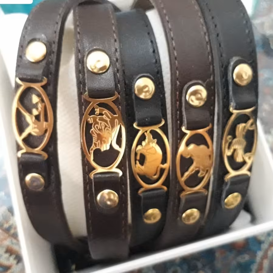 دستبند چرمی با پلاک استیل