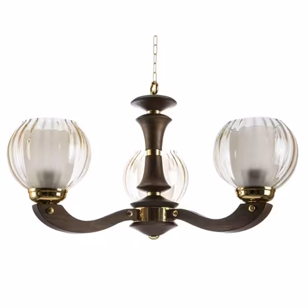 لوستر پردیس مدل بلوط ۳ شیشه شفاف