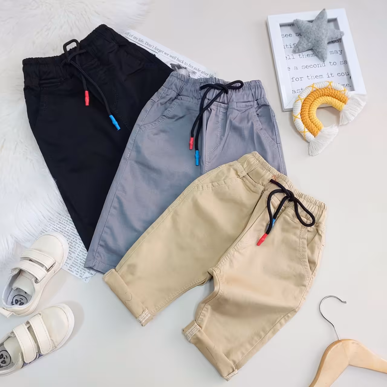 شلوار کتان مام استایل نقلی کد 3131 سایز40 و 45 و 50 مناسب 1 تا 2 سال 