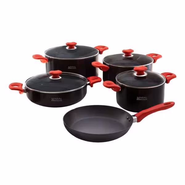 سرویس قابلمه کارال هاردآنادایزد 9 پارچه مدل پادیشا قرمز