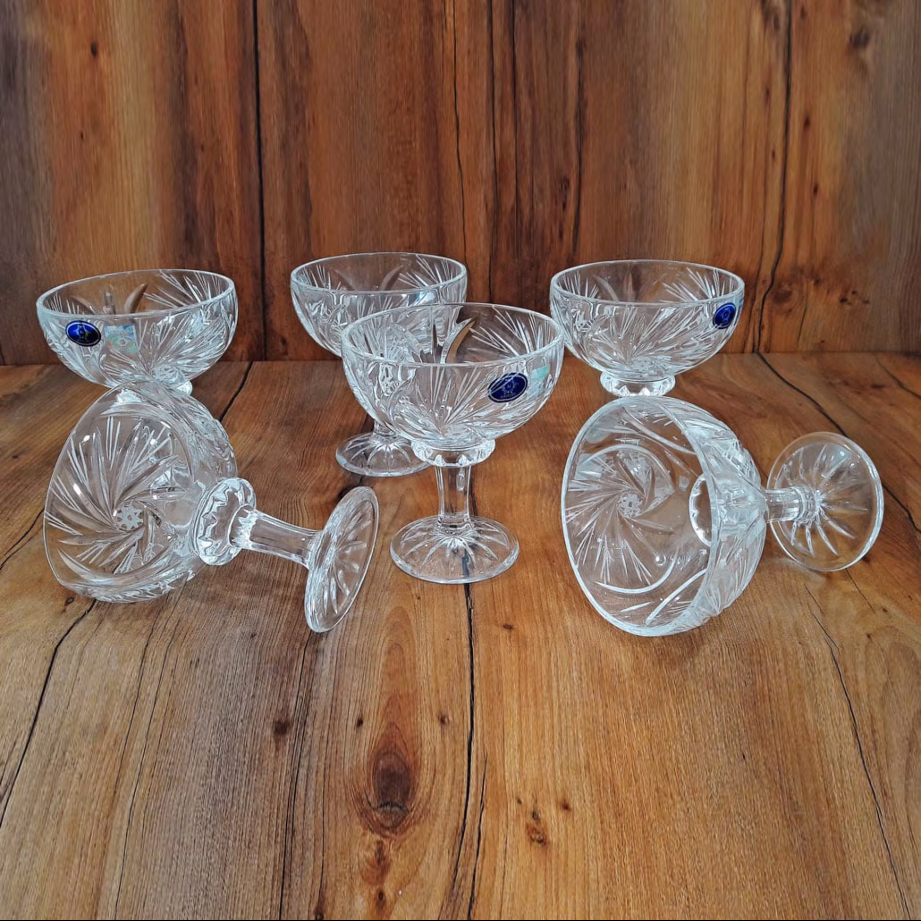 بستنی خوری کریستال مدل خورشیدی تراش کد 811 بسته 6 عددی تولید چین