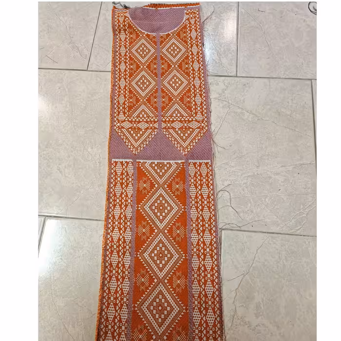 پنل لباس طرح بافت نپالی تک رنگ 5 تکه شامل جلو سینه و سرآستین ها و کمربند 