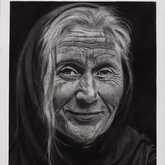 نقاشی چهره (چهر ه ی پیر)