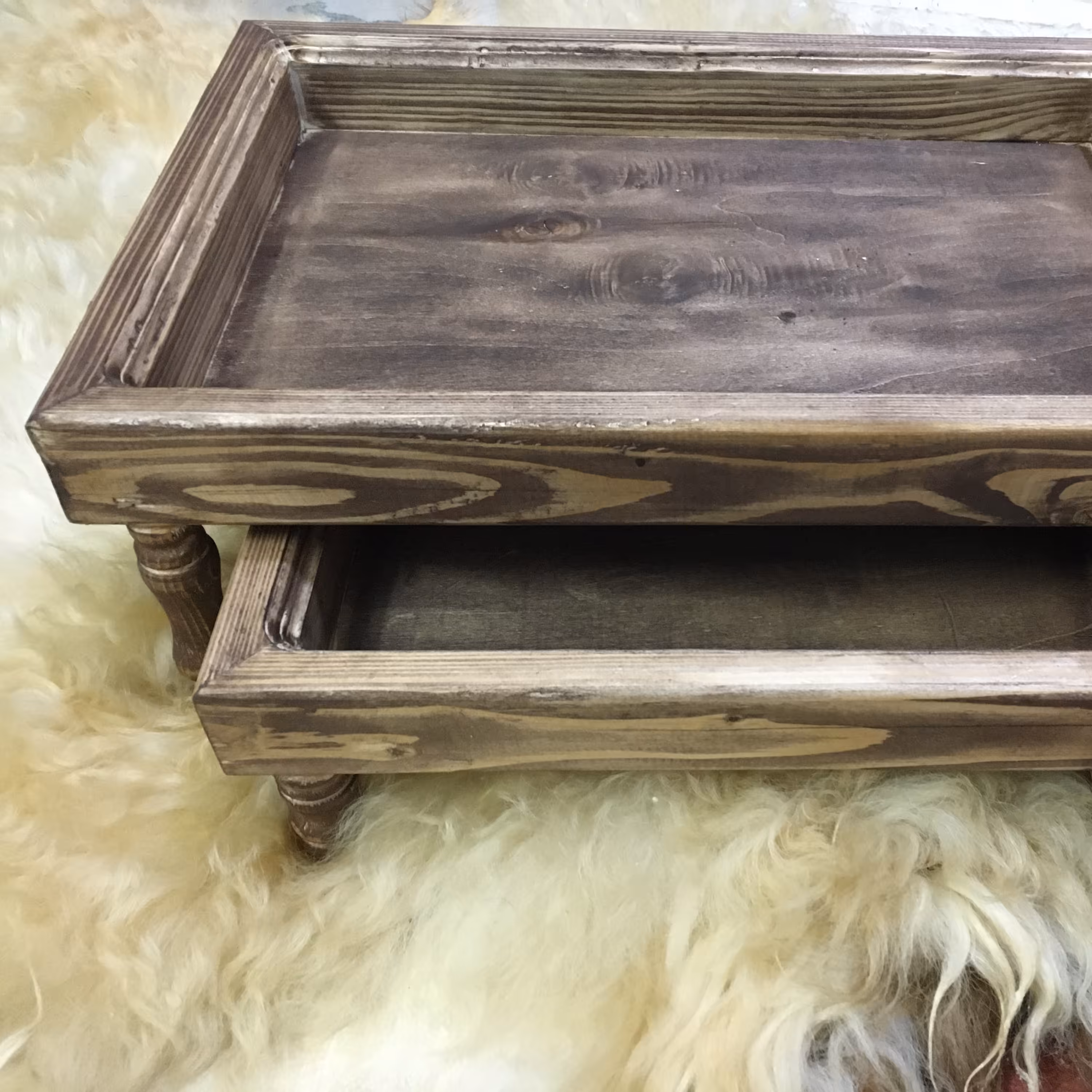 سینی پذیرایی چوبی مجموعه دو عددی 