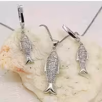 نیم ست نقره  تایلندی میکروستینگ با آبکاری طلاسفید،