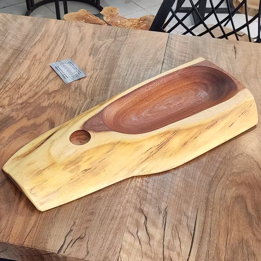 ظرف پذیرایی و اردوخوری روستیک از چوب کهور کد 0204017