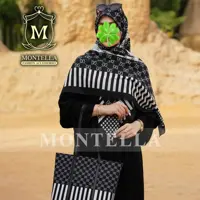 روسری مجلسی نخی سفیدمشکی با کیف ست