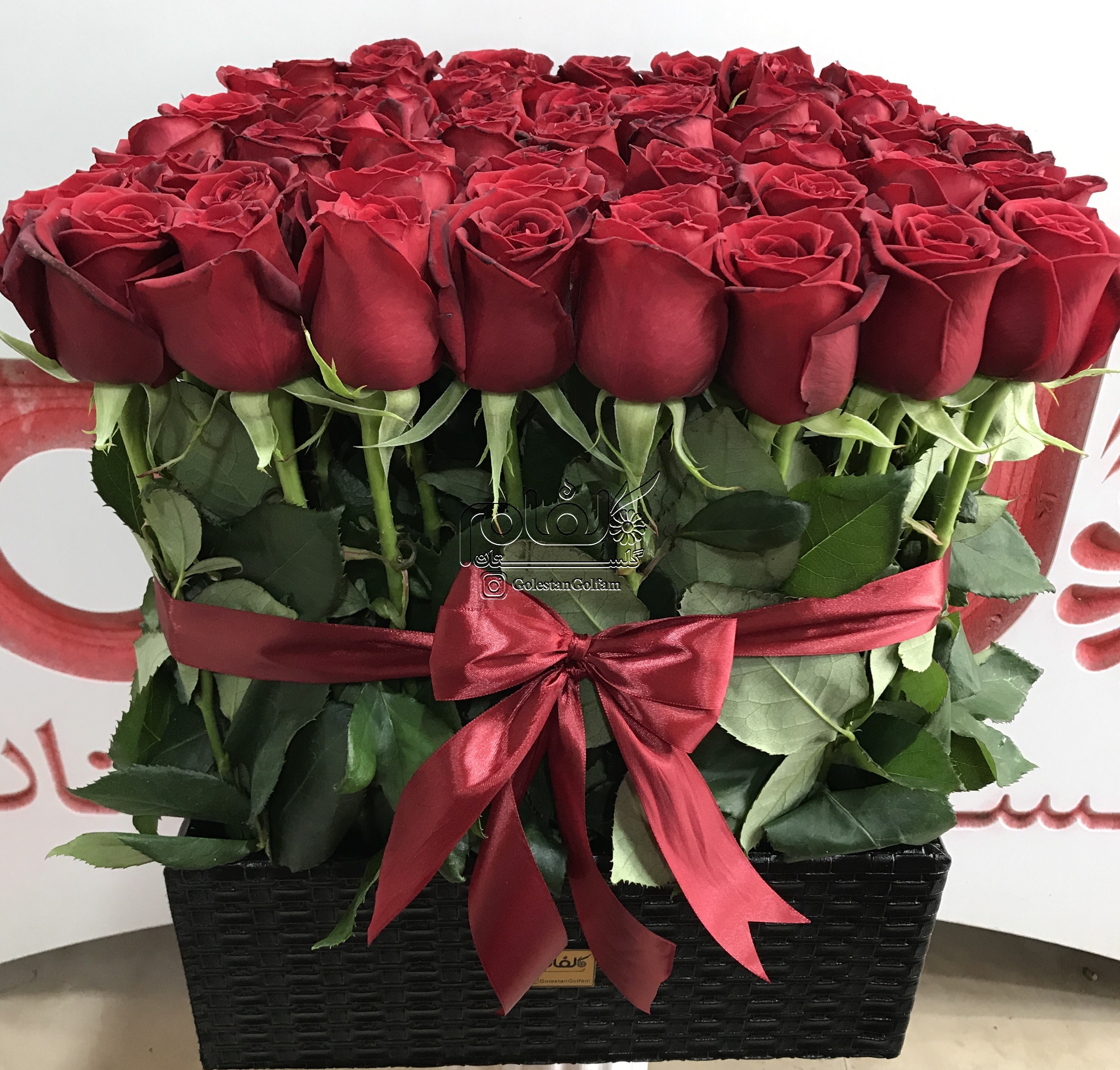 باکس گل رز هلندی 64 شاخه ای