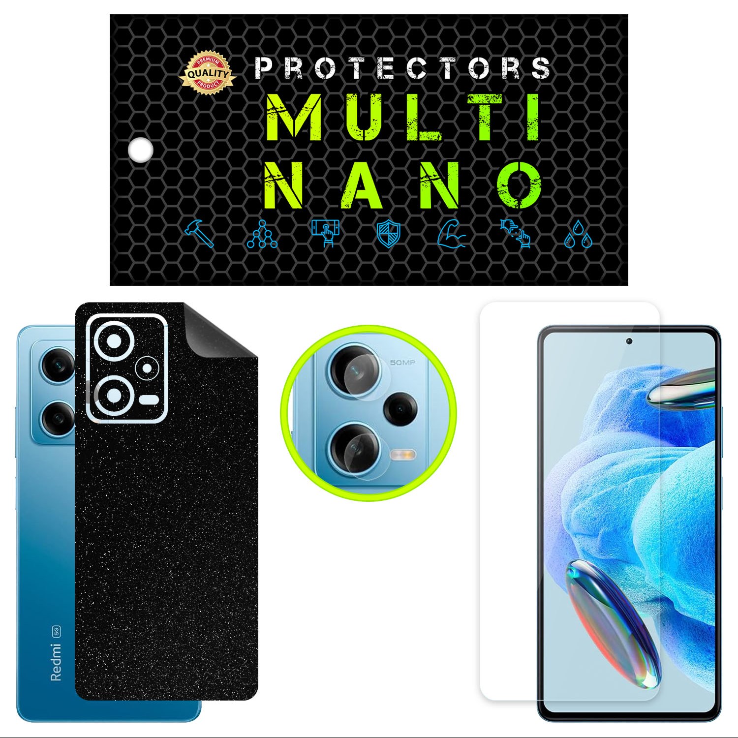 محافظ مولتی نانو مدل X-SLFGبرای موبایل شیائومی Redmi Note 12 Pro 5G مجموعه3عددی