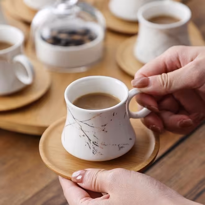 ست شش نفره قهوه خوری ماربل