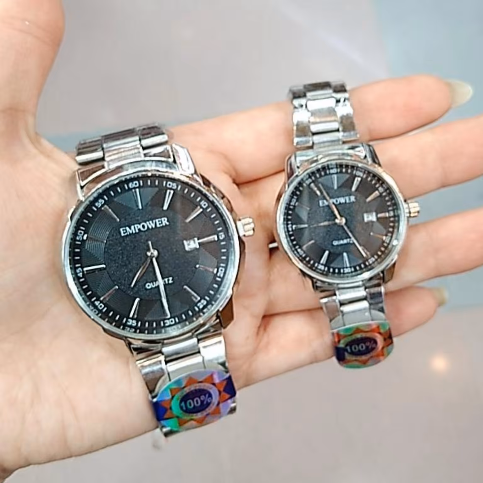 ساعت ست زنانه مردانه امپاور صفحه مشکی دارای تقویم روز شمار