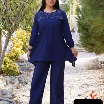 تونیک شلوارآبشاری بالا نگینی 893