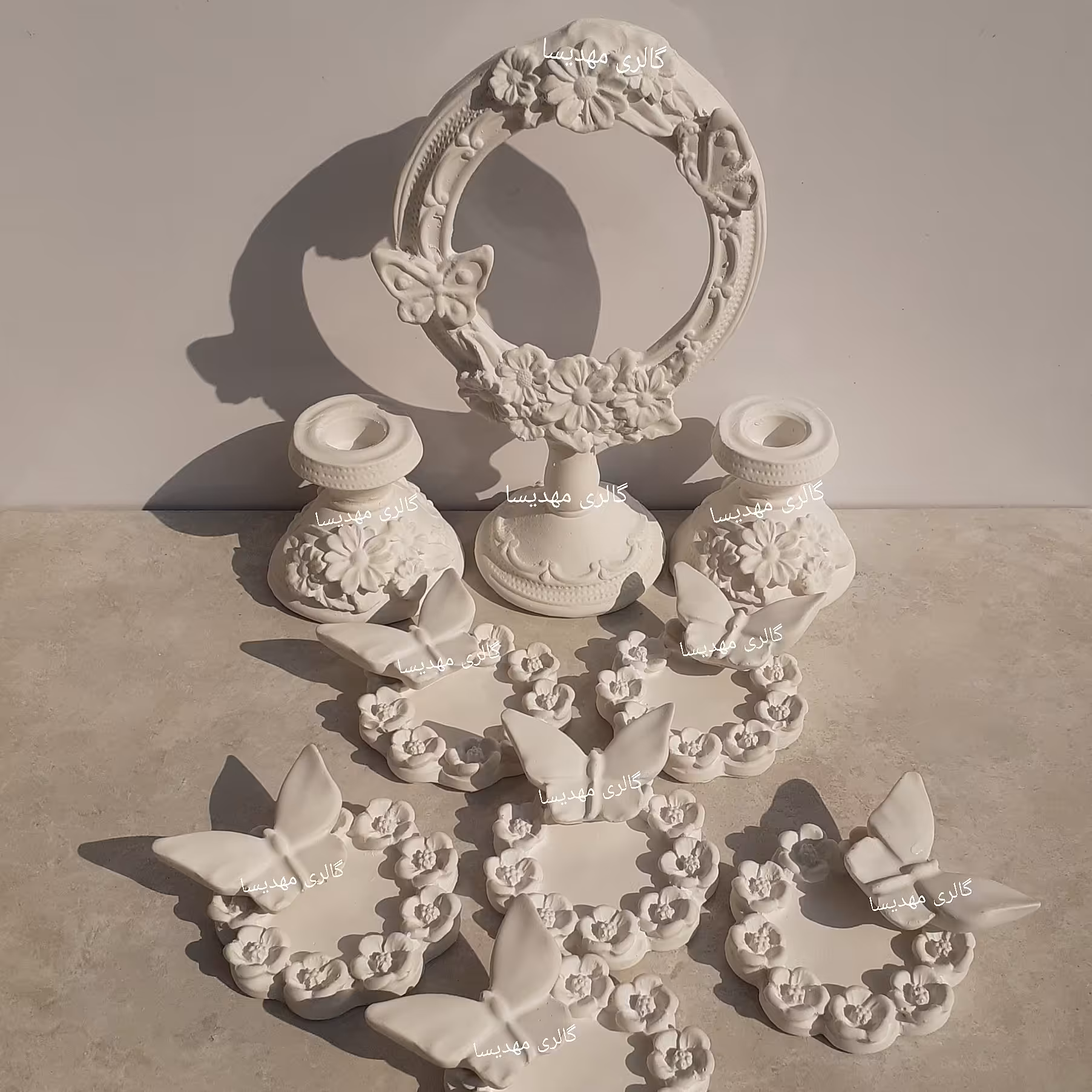 هفت سین  7سین مدل پروانه بدون رنگ(خام)