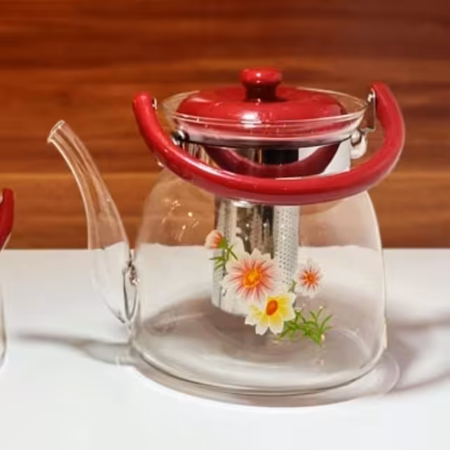 کتری شعله مستقیم پیرکس(کتری2200میلی لیتر) وارداتی قوری بزرگ قوری 2.2لیتری