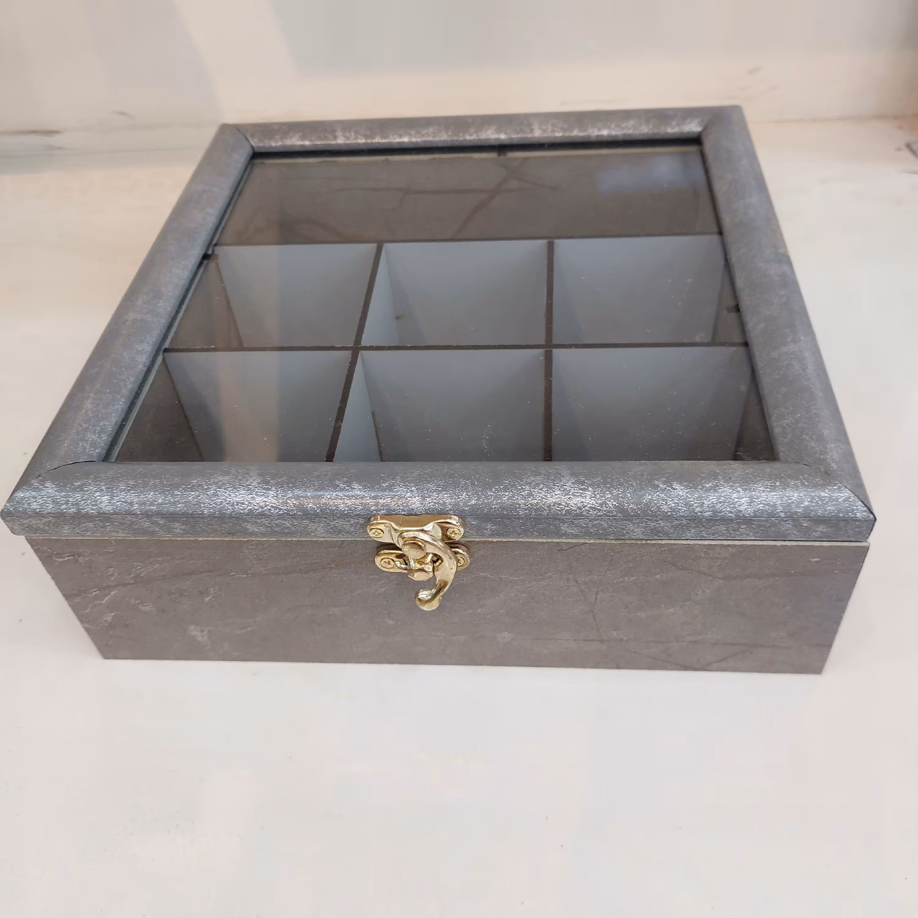 جعبه تیبگ چوبی  7خانه پایه دار  طرح ماربل