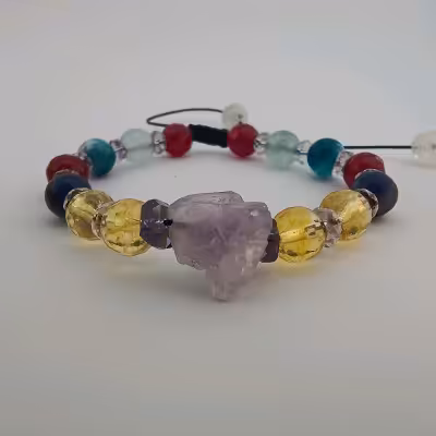 دستبند سنگ ماه تولد اسفند 14 آمیتیست سیترین