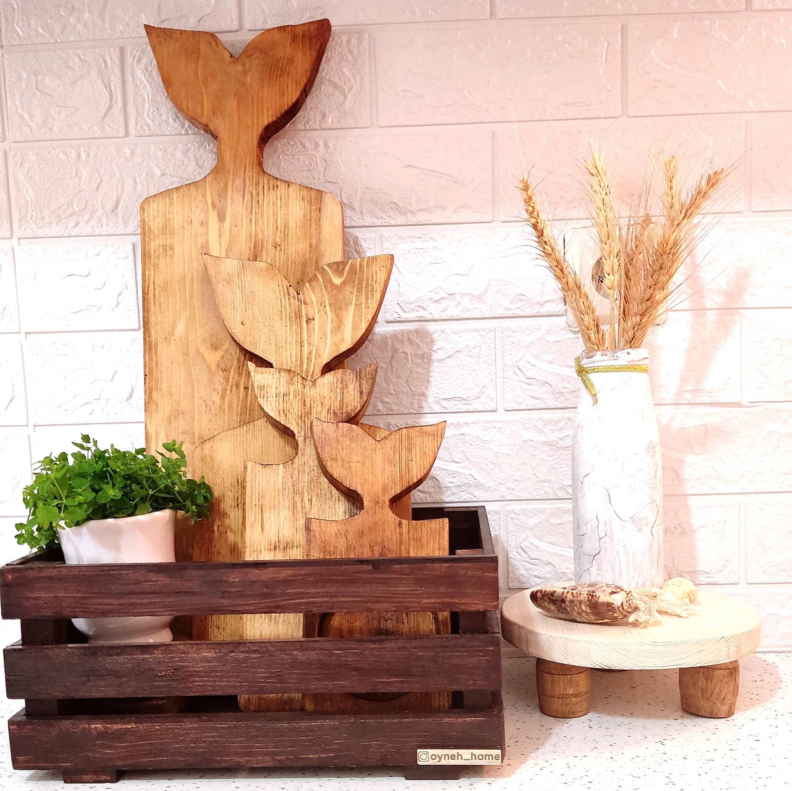 باکس چوبی (جعبه چوبی نظم دهنده) مناسب برای چیدمان دکوراسیون و آشپز خانه تخته سرو بانکه های حبوبات و ادویه جات