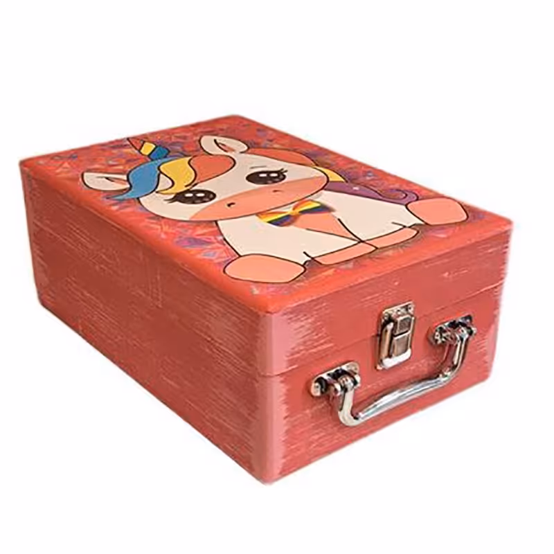 جعبه هدیه مدل چمدان چوبی یونیکورن