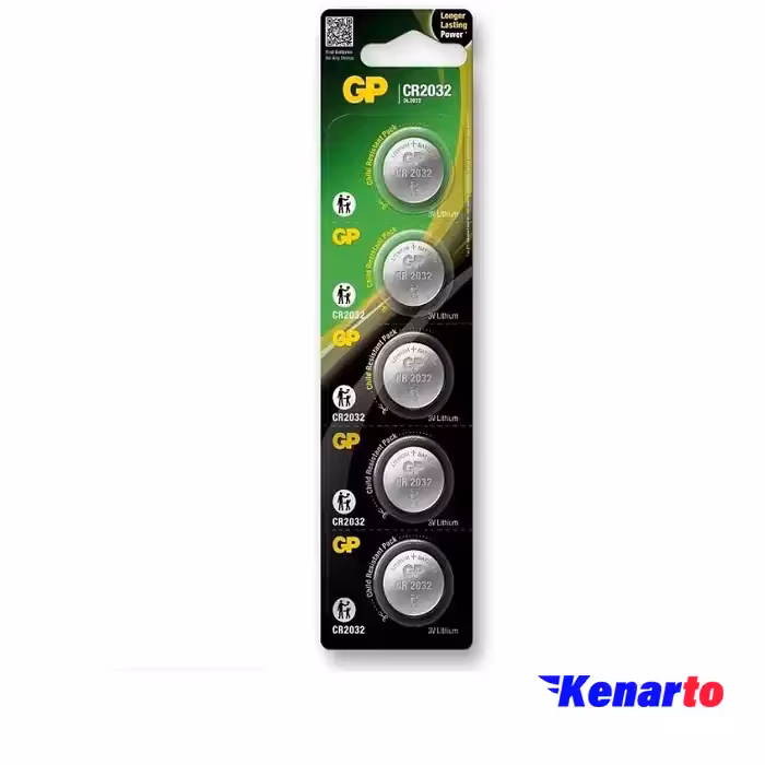 باتری سکه ای جی پی مدل CR2032 بسته 5 عددی