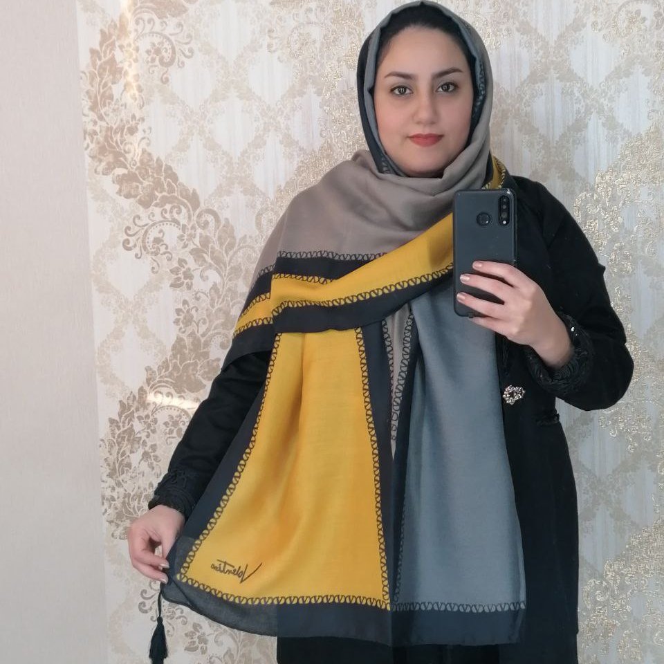 شال نخی زرد و طوسی