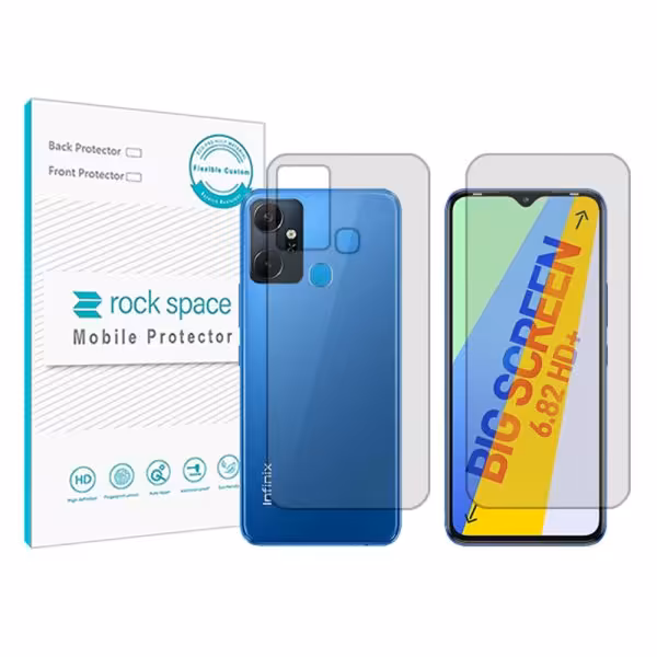 گلس محافظ صفحه نمایش و پشت گوشی اینفینیکس Smart 6 Plus مدل نانو هیدروژل شفاف برند راک اسپیس کدSS
