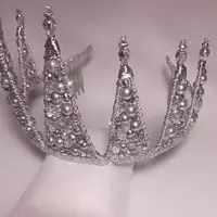 تاج کریستالی پرنسسی نقره ای شانه ای