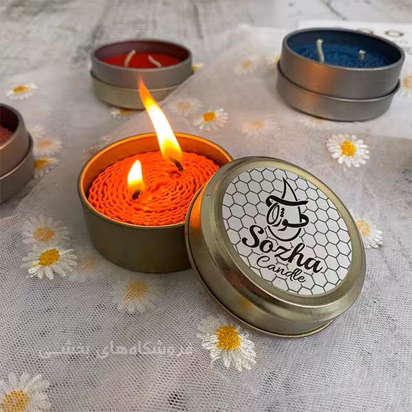 شمع مدل موم عسل قوطی فلزی