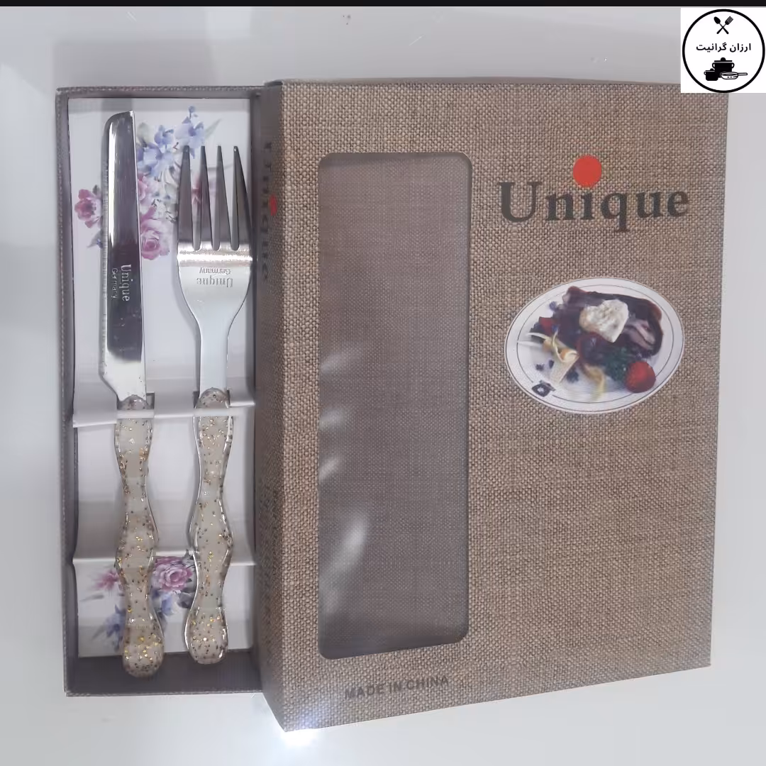 کاردوچنگال میوه خوری یونیک دسته اکلیلی طلایی