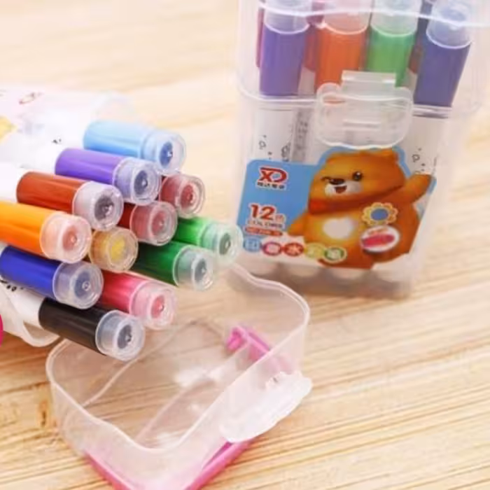 ماژیک12رنگ سرمهردارخرس تپلی  ماژیک12رنگ فانتزی  ماژیک 