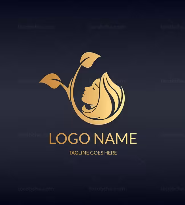 وکتور لوگوی سالن آرایش طلایی رنگ - گرافیک با طعم تربچه