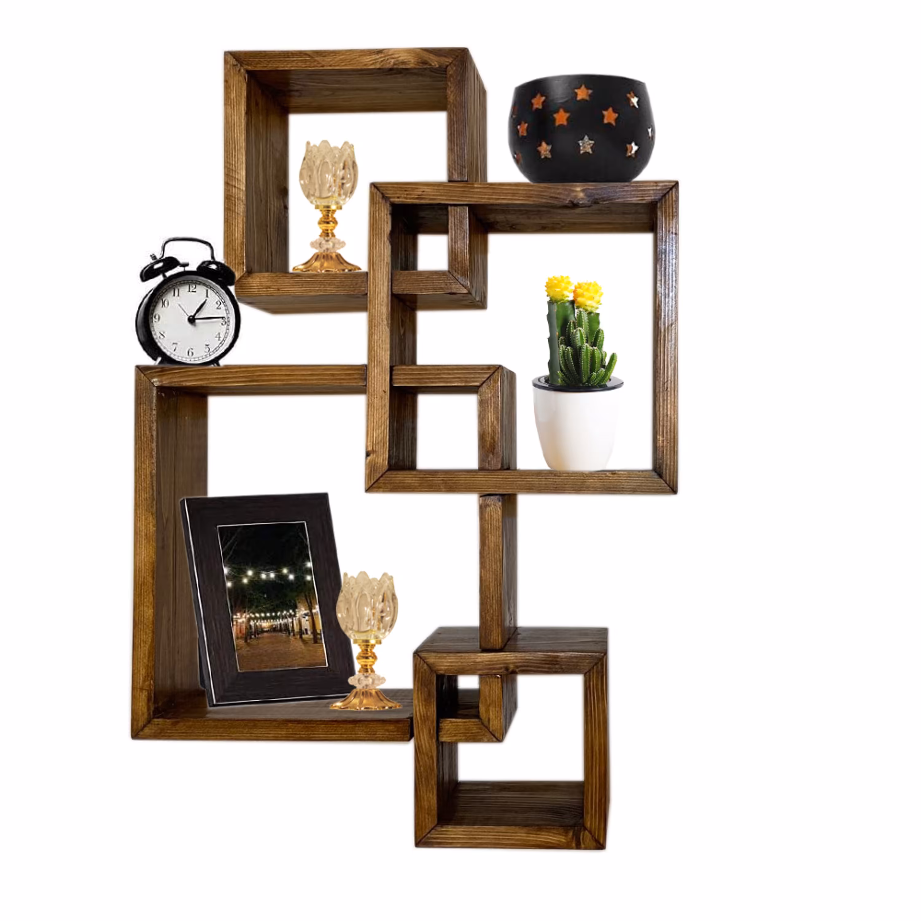 شلف و طبقه دیواری تک سبد مدل 4 مربع