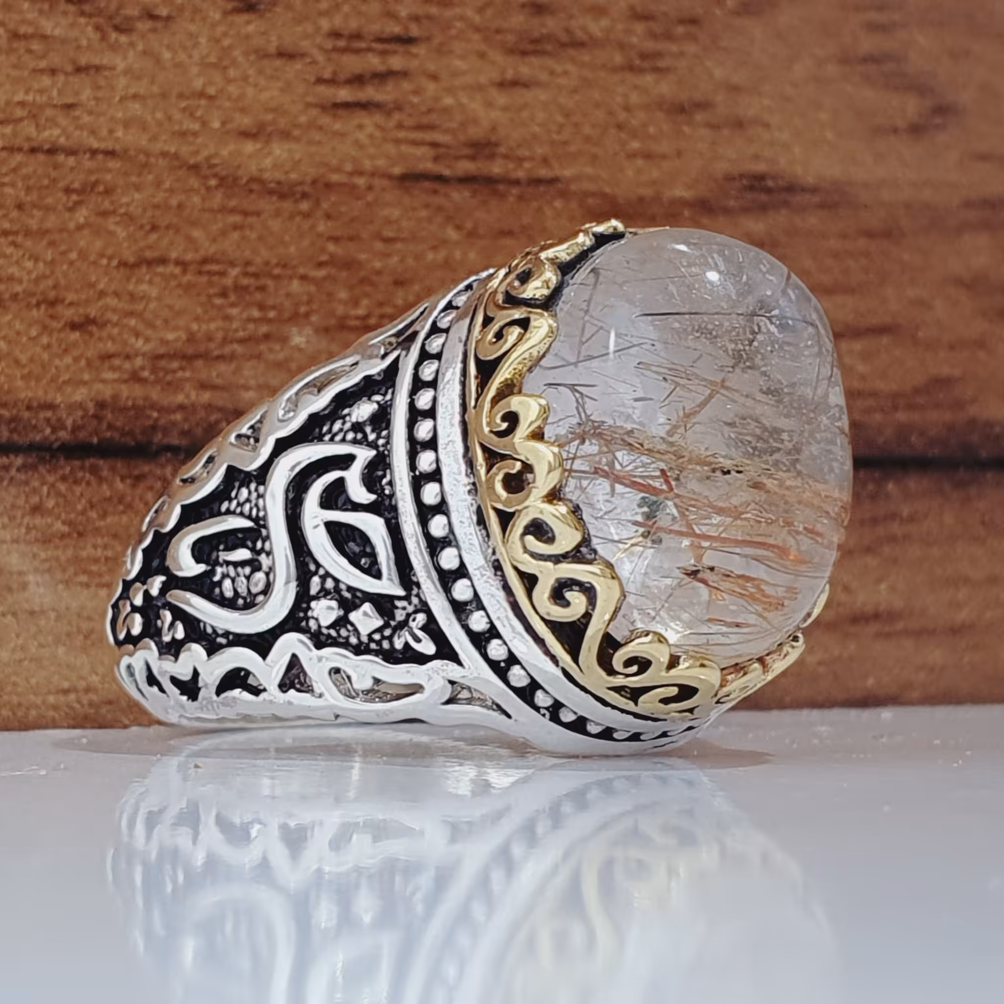 انگشتر مردانه نقره در مویی (کد 1084)